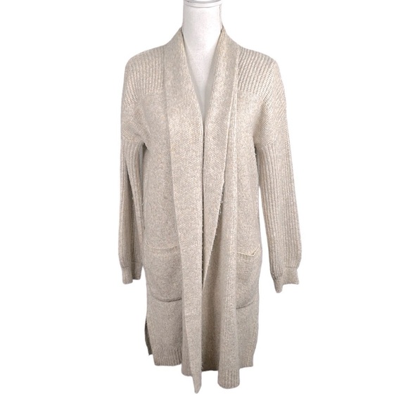 Sincerely Jules Oatmeal Cream Knit Long Line Open Cardigan Sweater Size Medium - Picture 1 of 8